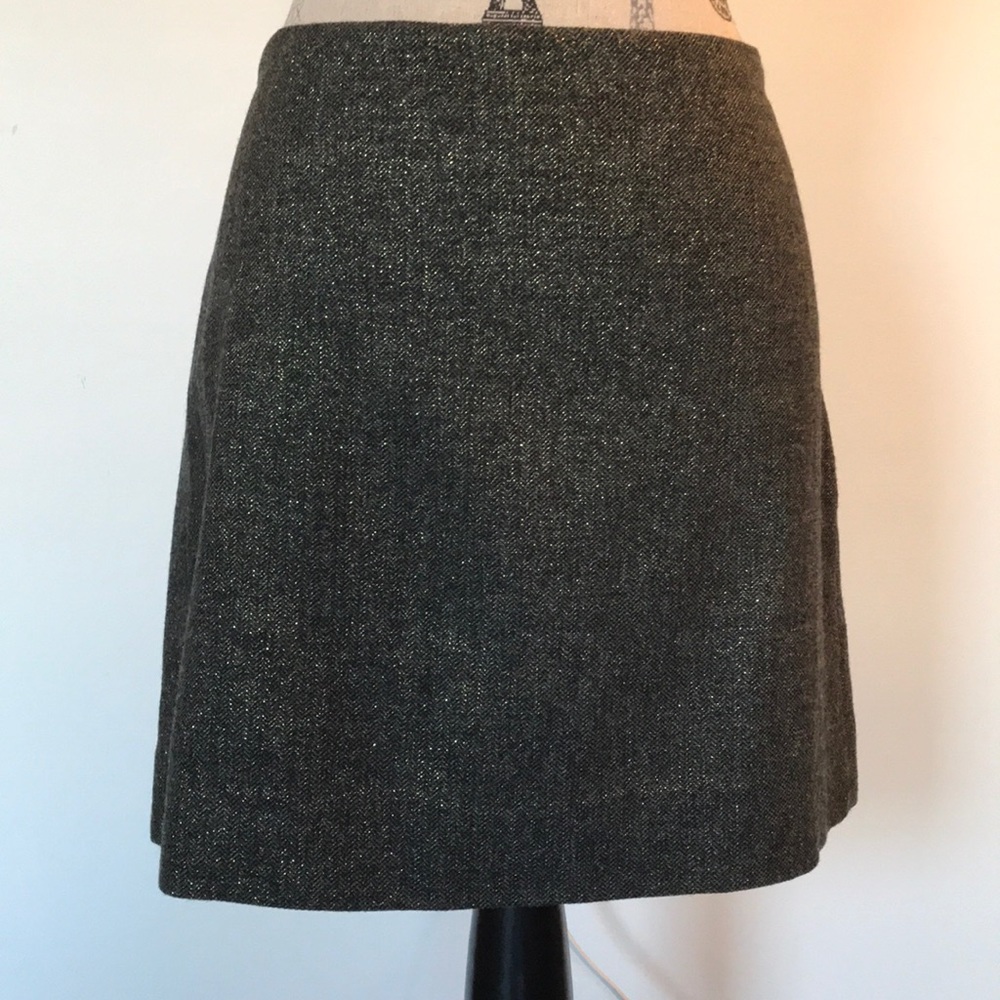 J.Crew black metallic+gold shimmer mini skirt sz12